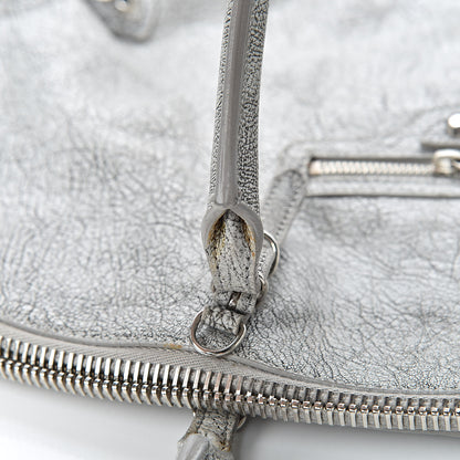 Balenciaga Agneau Classic Silver Hardware Papier Large Bowling Bag Grey 18 of 20