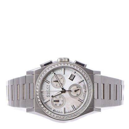 Gucci Stainless Steel Diamond Bezel Mother of Pearl 34mm Pantheon Chronograph Quartz Watch 4 of 9