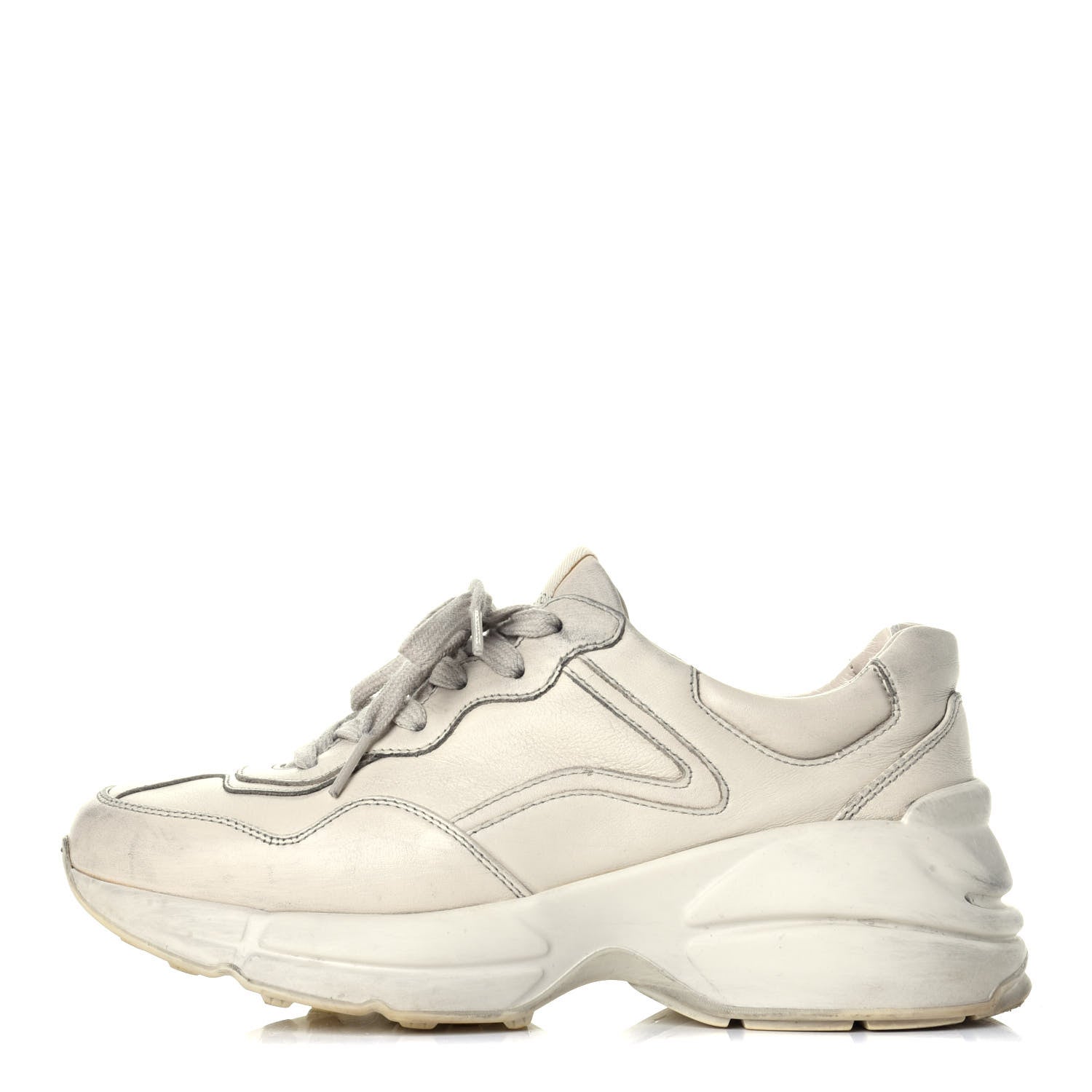 Gucci Soft Calfskin Rhyton Womens Sneakers 37.5 Ivory 1 of 8