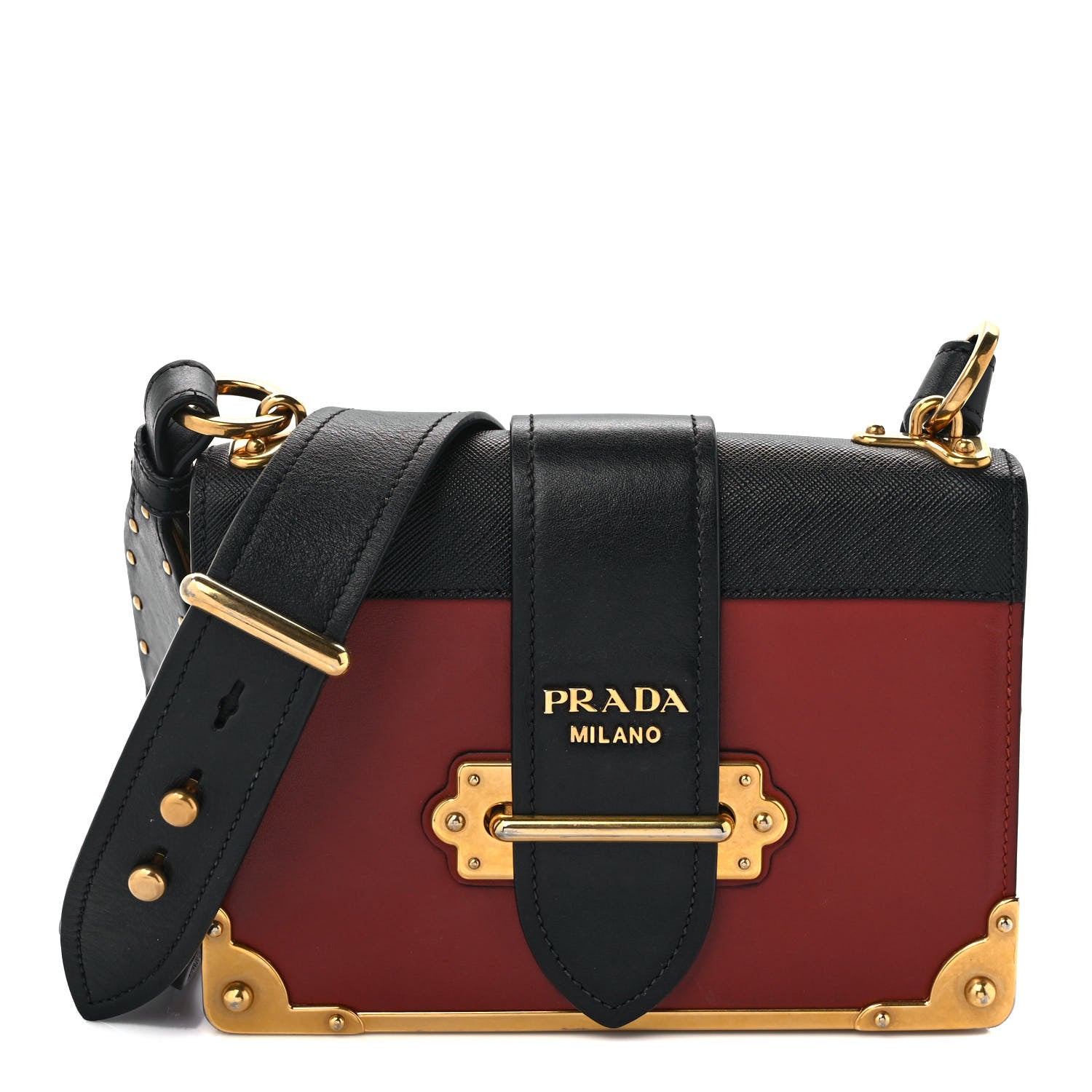 Prada City Calfskin Saffiano Cahier Bag Cotto Black 1 of 10