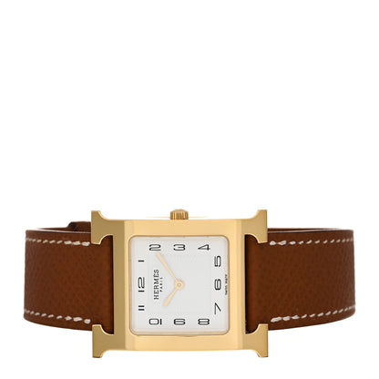 Hermes Stainless Steel Epsom 26mm Heure H Hour Quartz Watch Gold 2 of 5