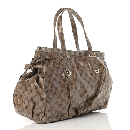 Gucci Crystal Monogram Medium Web Tote Brown 2 of 13