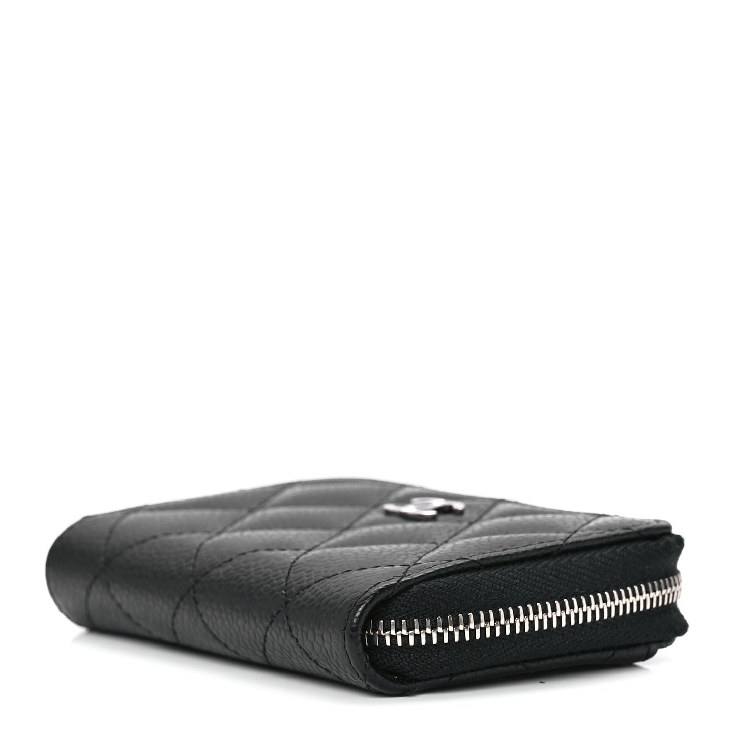 Caviar Quilted Zip Coin Purse Black