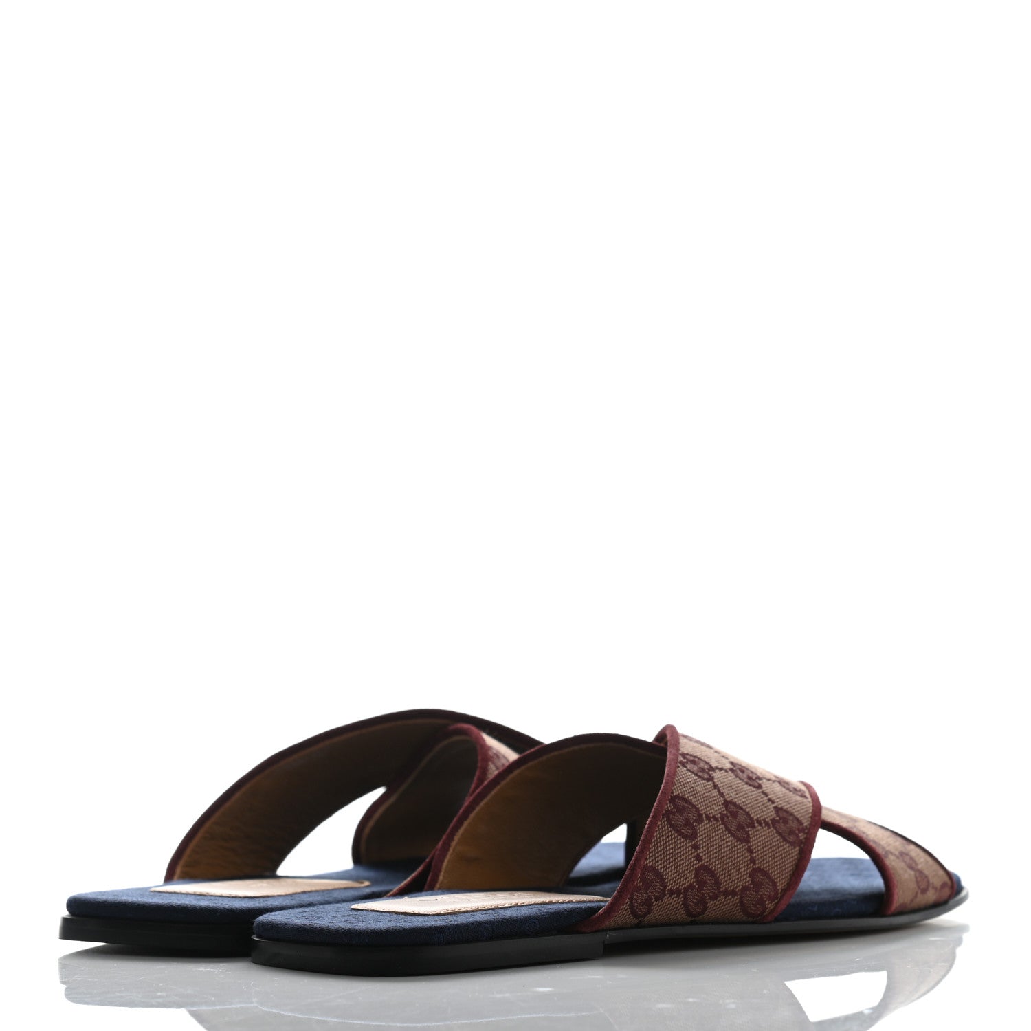 Gucci Canvas GG Monogram Mens Criss Cross Slide Sandals 7.5 Sahara Rubino Chardonnay 4 of 8