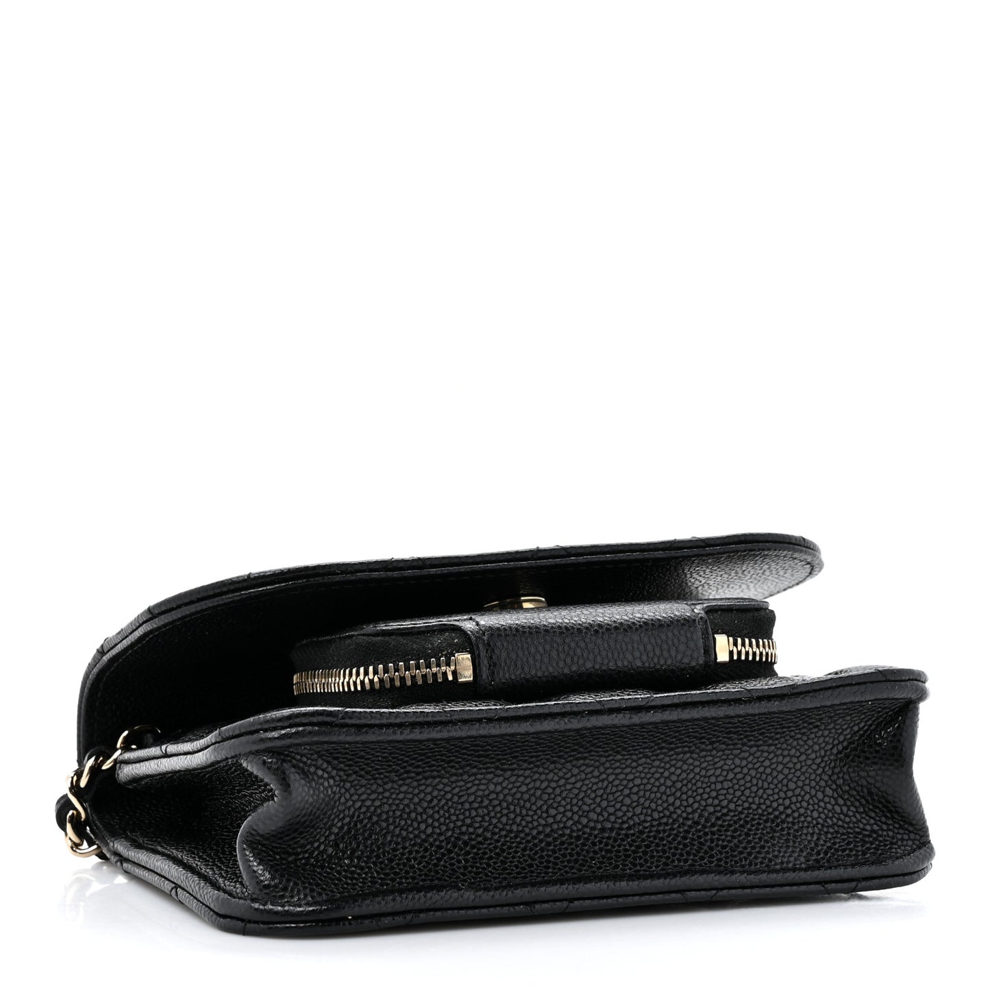 Caviar Quilted Business Affinity Clutch With Chain Black