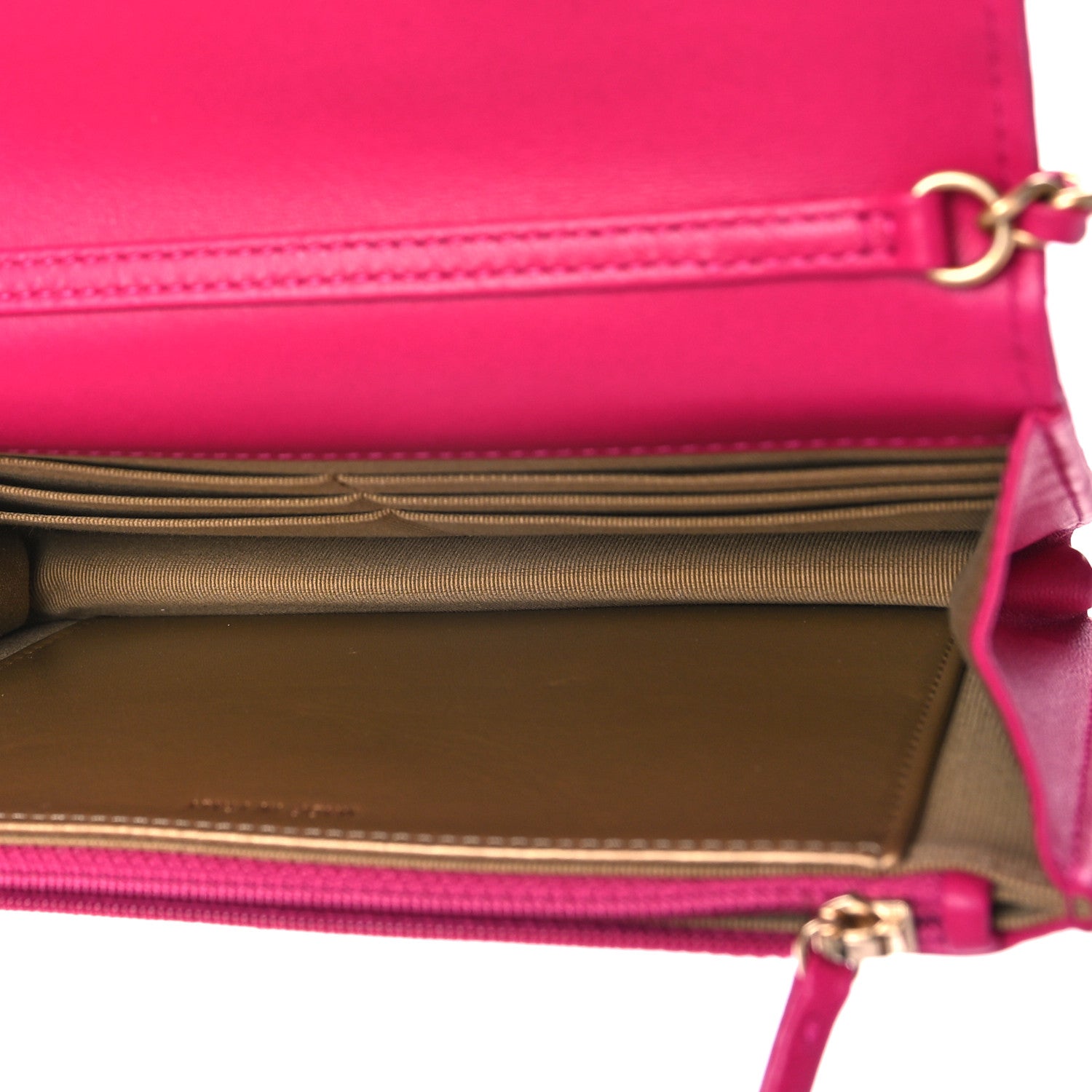 Chanel Lambskin Quilted CC Pearl Crush Wallet on Chain WOC Dark Pink 5 of 11