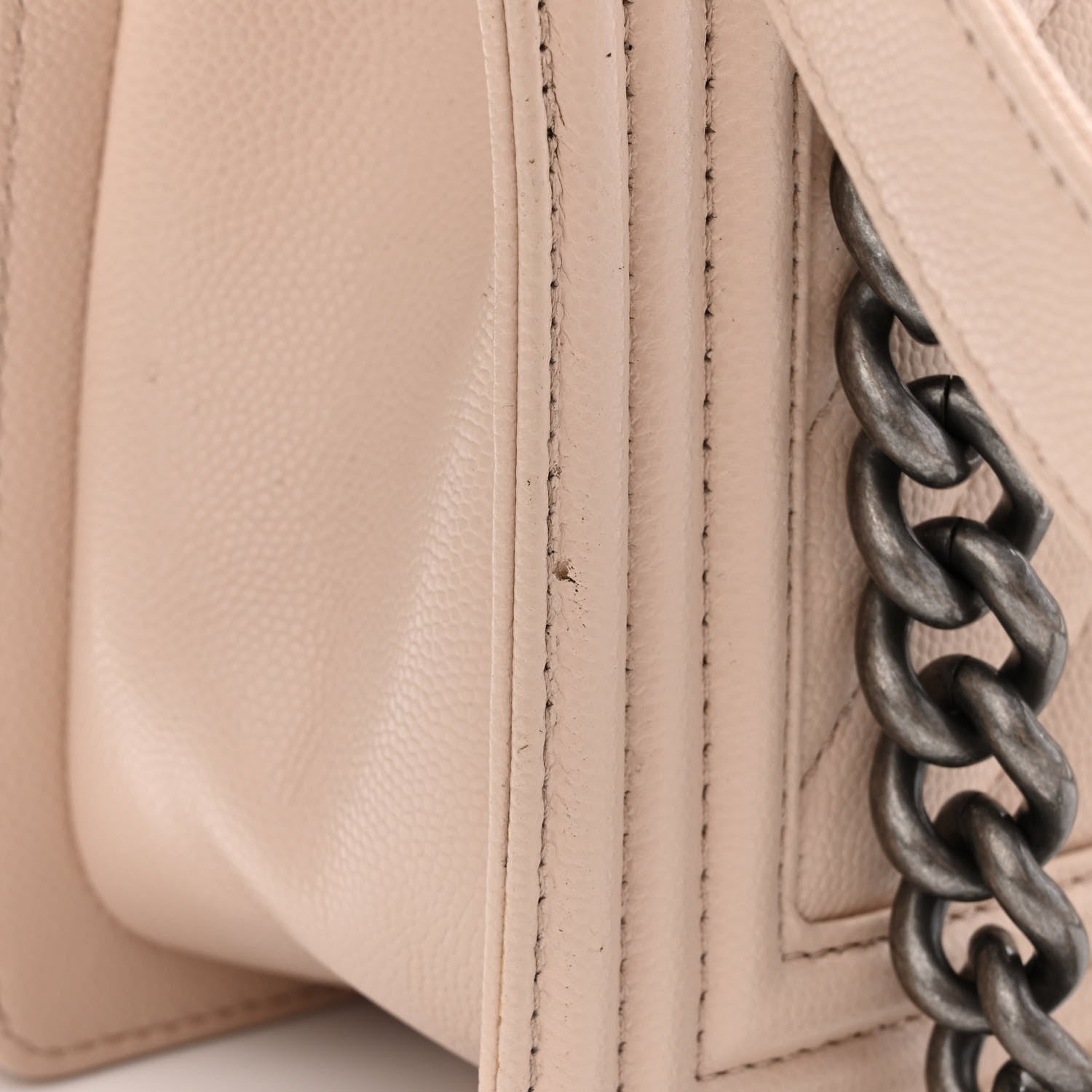 Chanel Caviar Chevron Quilted Medium Boy Flap Nude 10 of 10