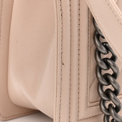 Chanel Caviar Chevron Quilted Medium Boy Flap Nude 10 of 10