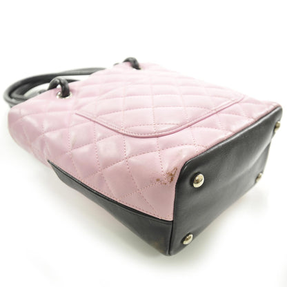 Chanel Calfskin Quilted Small Cambon Tote Pink Black 5 of 10