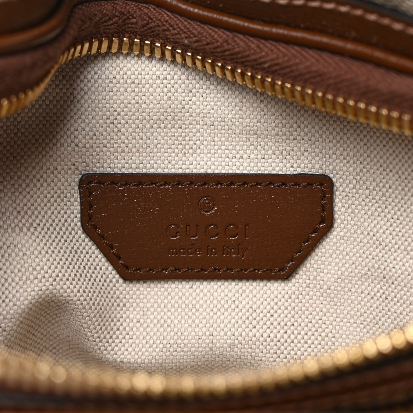 GG Supreme Monogram Textured Calfskin Retro Interlocking G Belt Bag Beige Ebony Brown Sugar