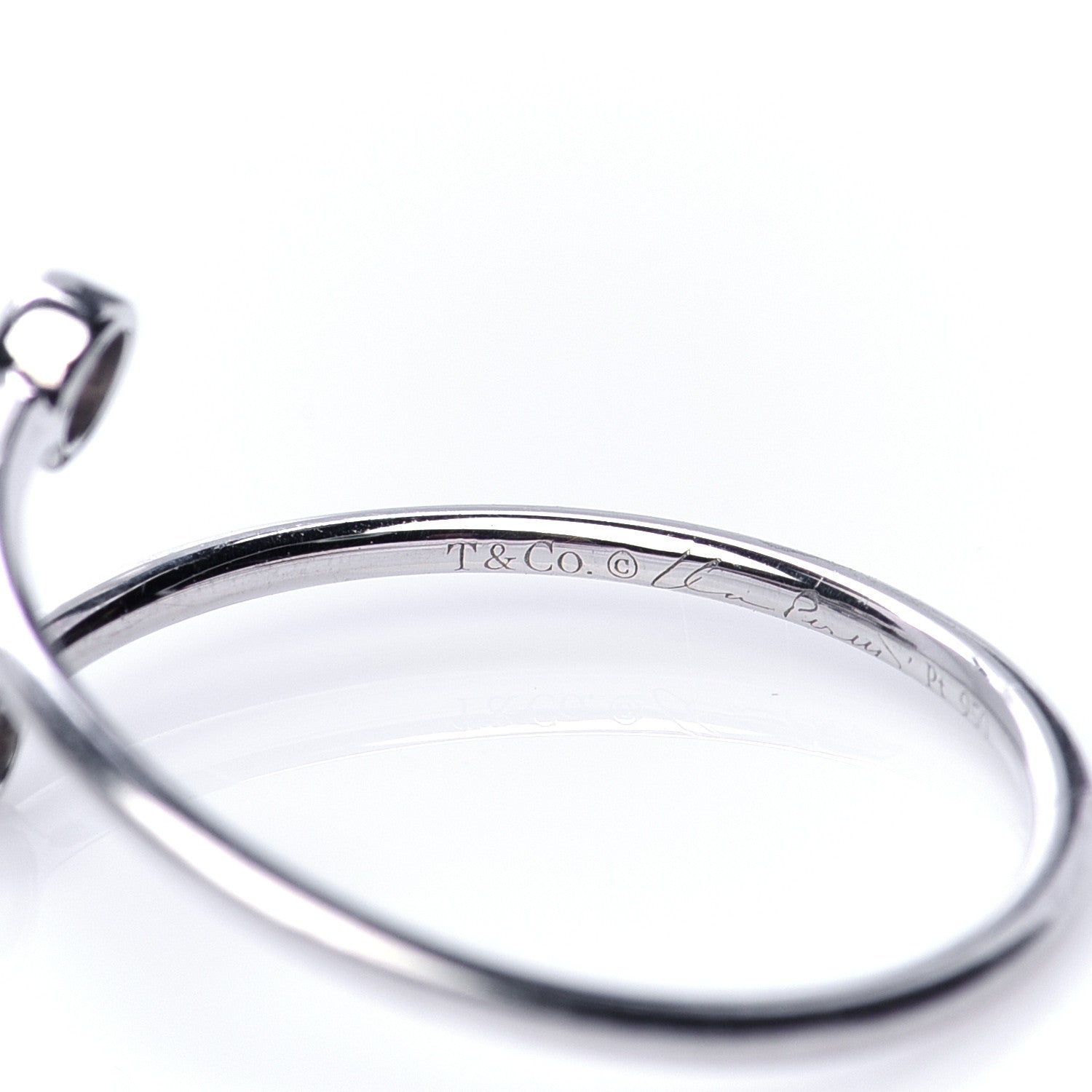 Tiffany Platinum Diamond Elsa Peretti Hoop Ring 52 6 5 of 6