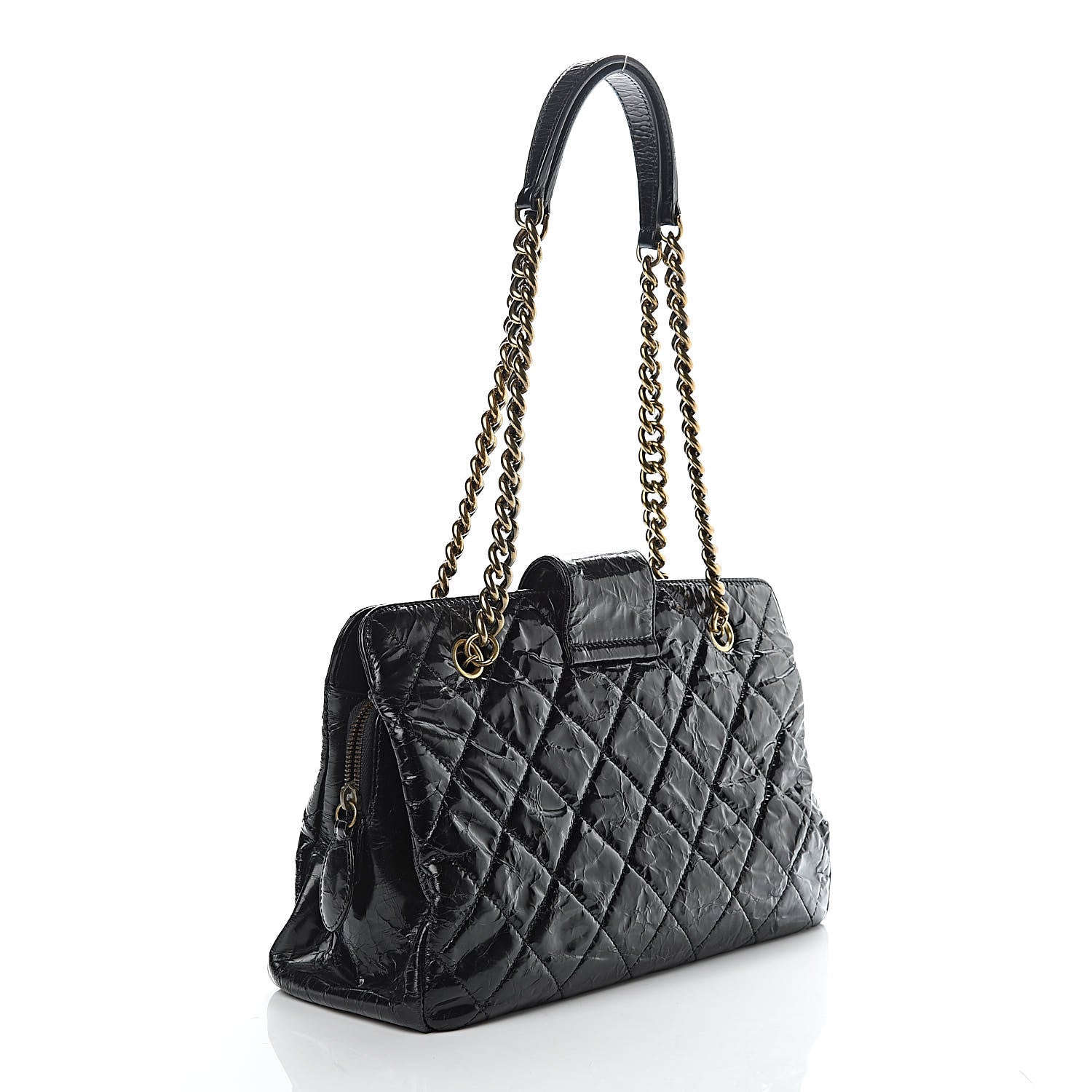 Chanel Glazed Crackled Calfskin Small Reissue Tote Black 3 of 11