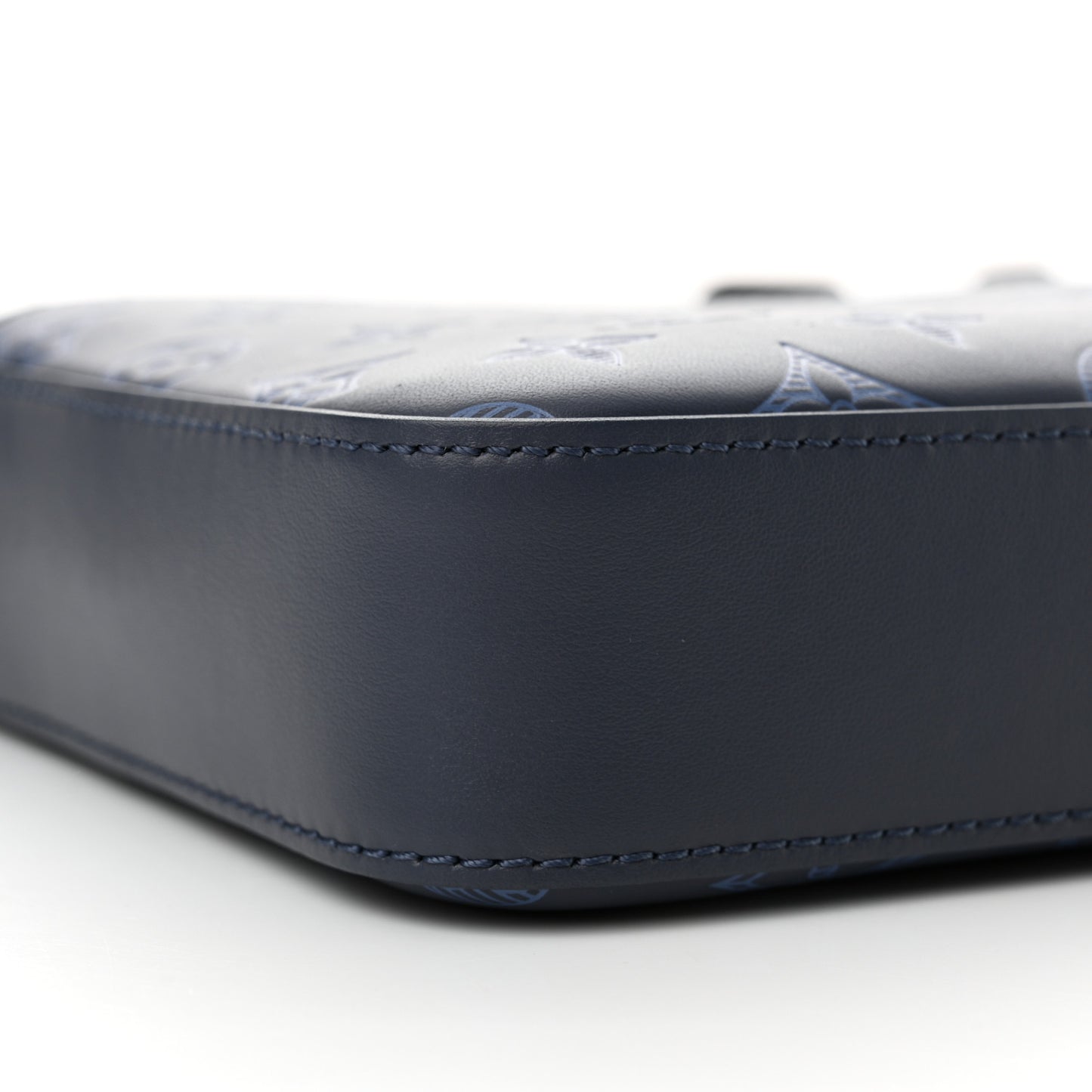 Calfskin Monogram Shadow Duo Messenger Navy Blue