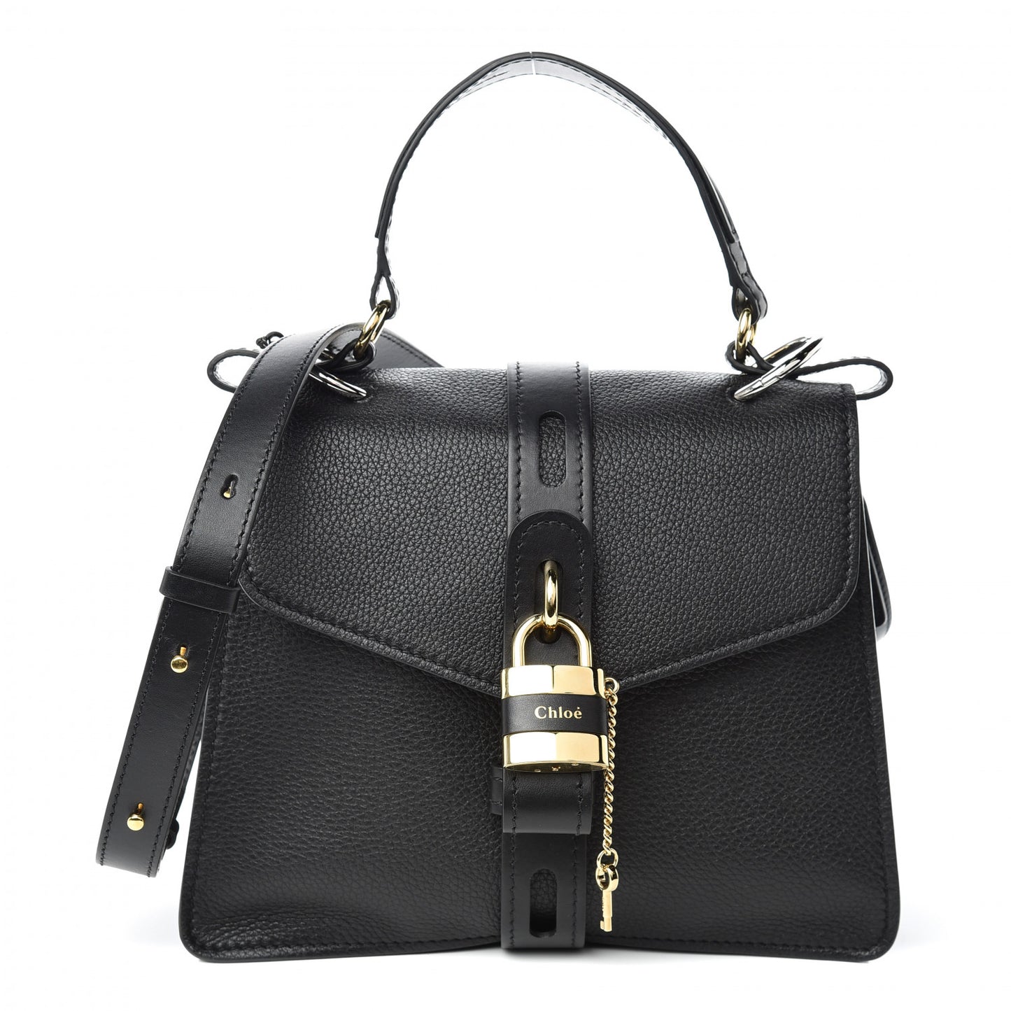 Grained Calfskin Medium Aby Day Shoulder Bag Black