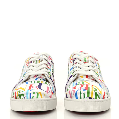 Christian Louboutin Satin Nappa Mens Louis Junior ABC Orlato Flat Sneakers 42 White Multicolor 2 of 9