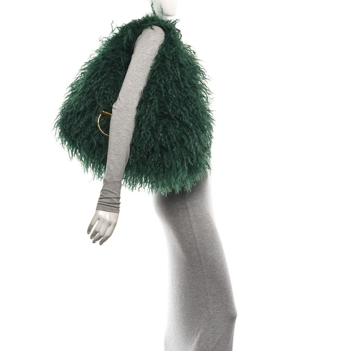 Gucci Faux Fur Softbit Shoulder Bag Green 2 of 11