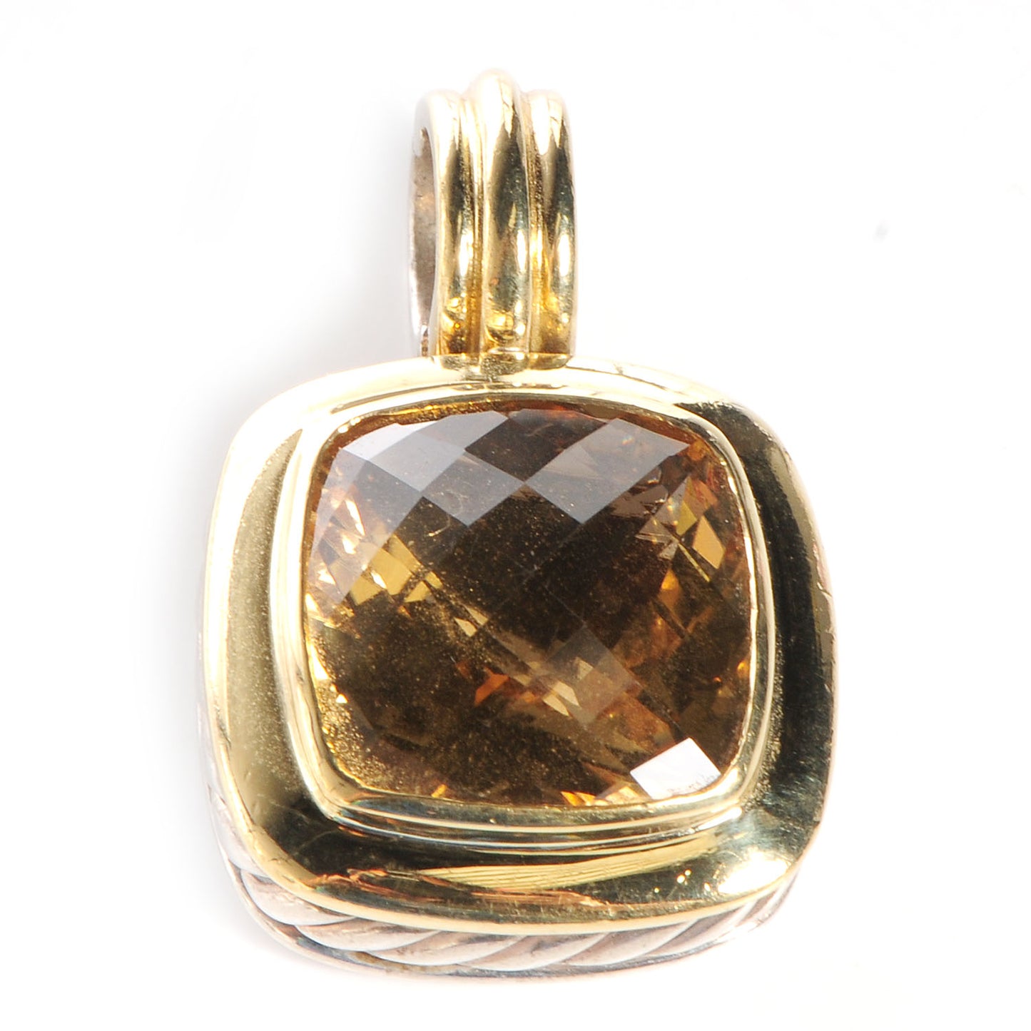 Sterling Silver 18K Gold Citrine Cable 14mm Pendant