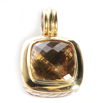 David Yurman Sterling Silver 18K Gold Citrine Cable 14mm Pendant 1 of 6