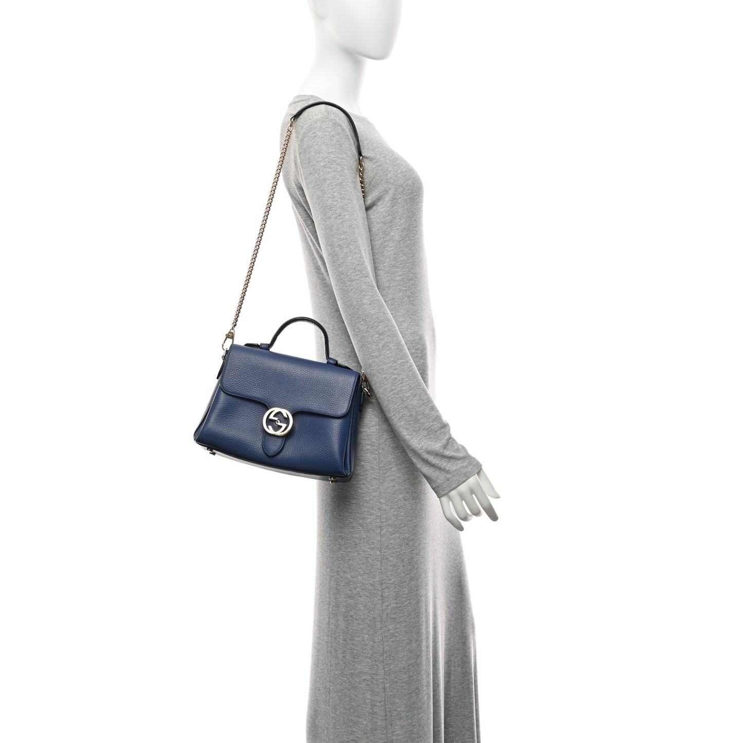 Dollar Calfskin Interlocking G Top Handle Shoulder Bag Caspian