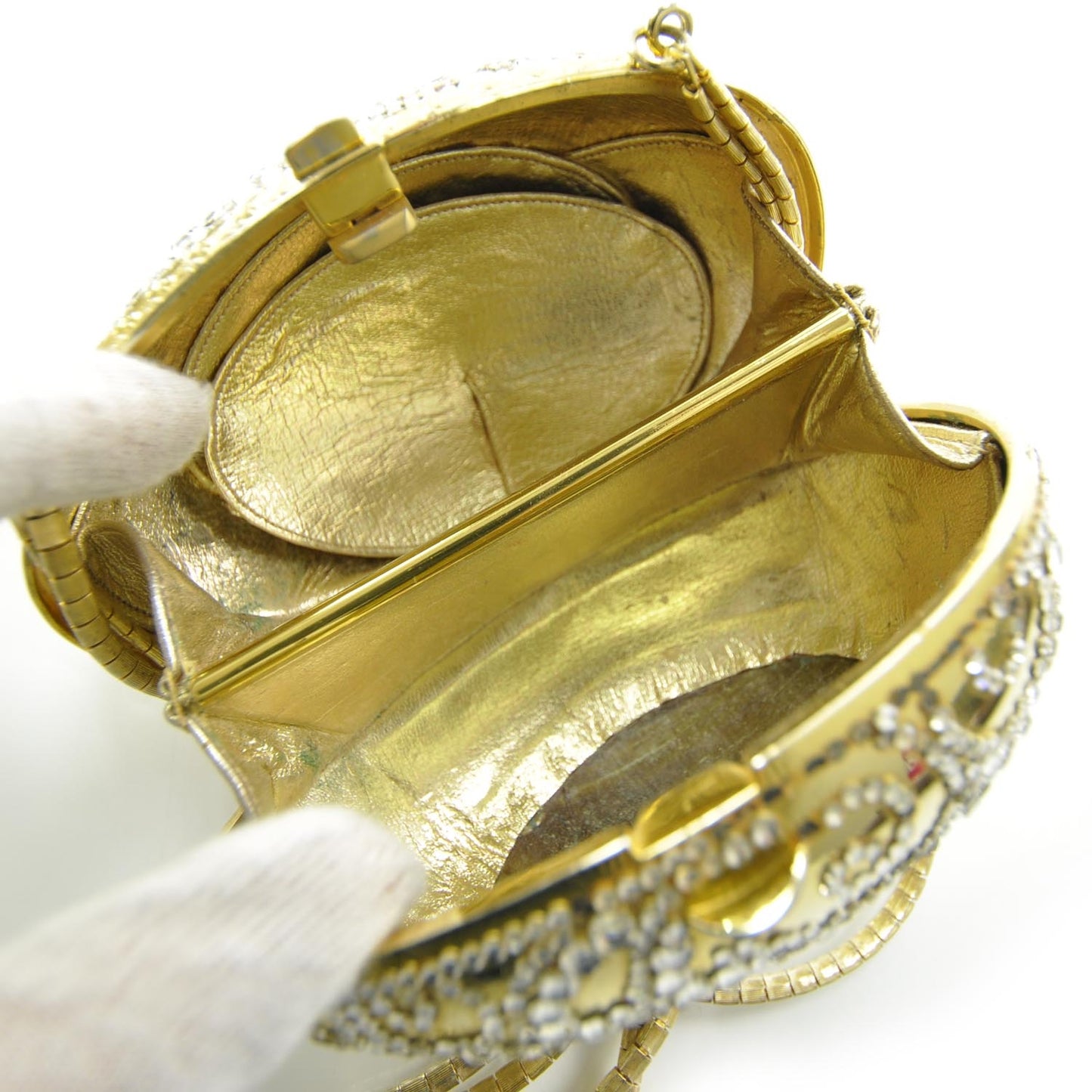 Crystal Egg Minaudiere Clutch Gold