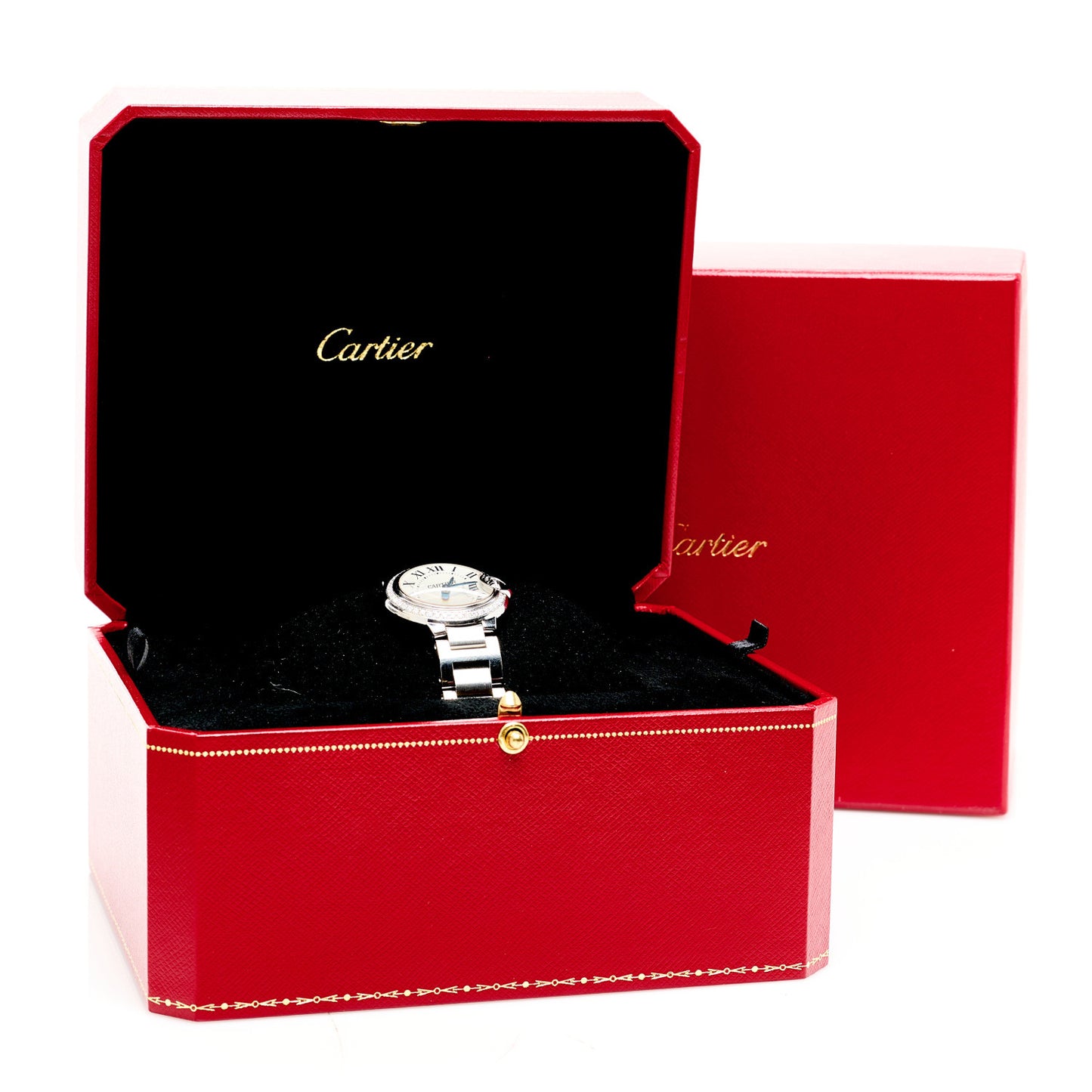 Stainless Steel Diamond Bezel 28mm Ballon Bleu De Cartier Quartz Watch