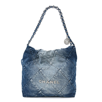 Chanel Denim Quilted Small Chanel 22 Blue 3 of 11