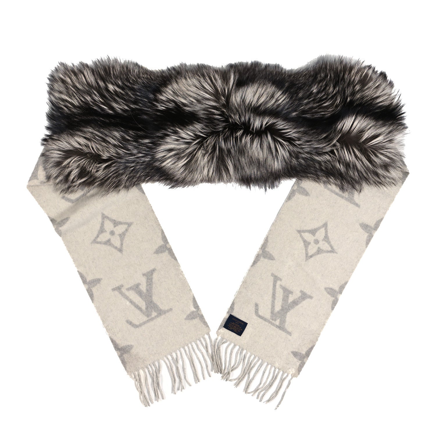 Louis Vuitton Cashmere Fox Fur Monogram Reykjavik Scarf 2 of 3