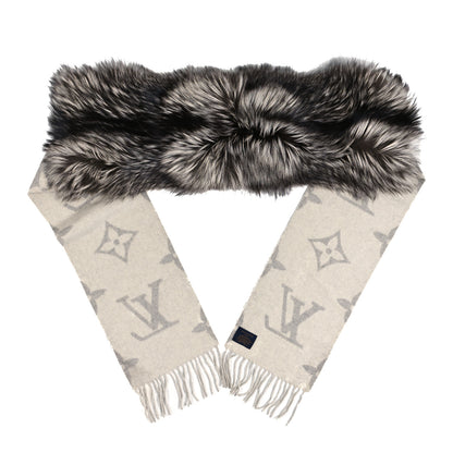 Louis Vuitton Cashmere Fox Fur Monogram Reykjavik Scarf 2 of 3