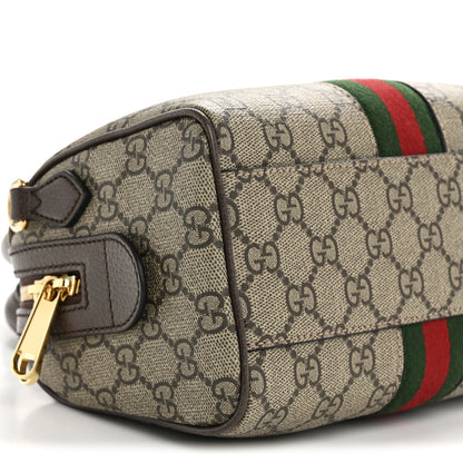 Gucci GG Supreme Monogram Textured Dollar Calfskin Web Mini Ophidia Top Handle Bag Beige Dark Brown 9 of 13