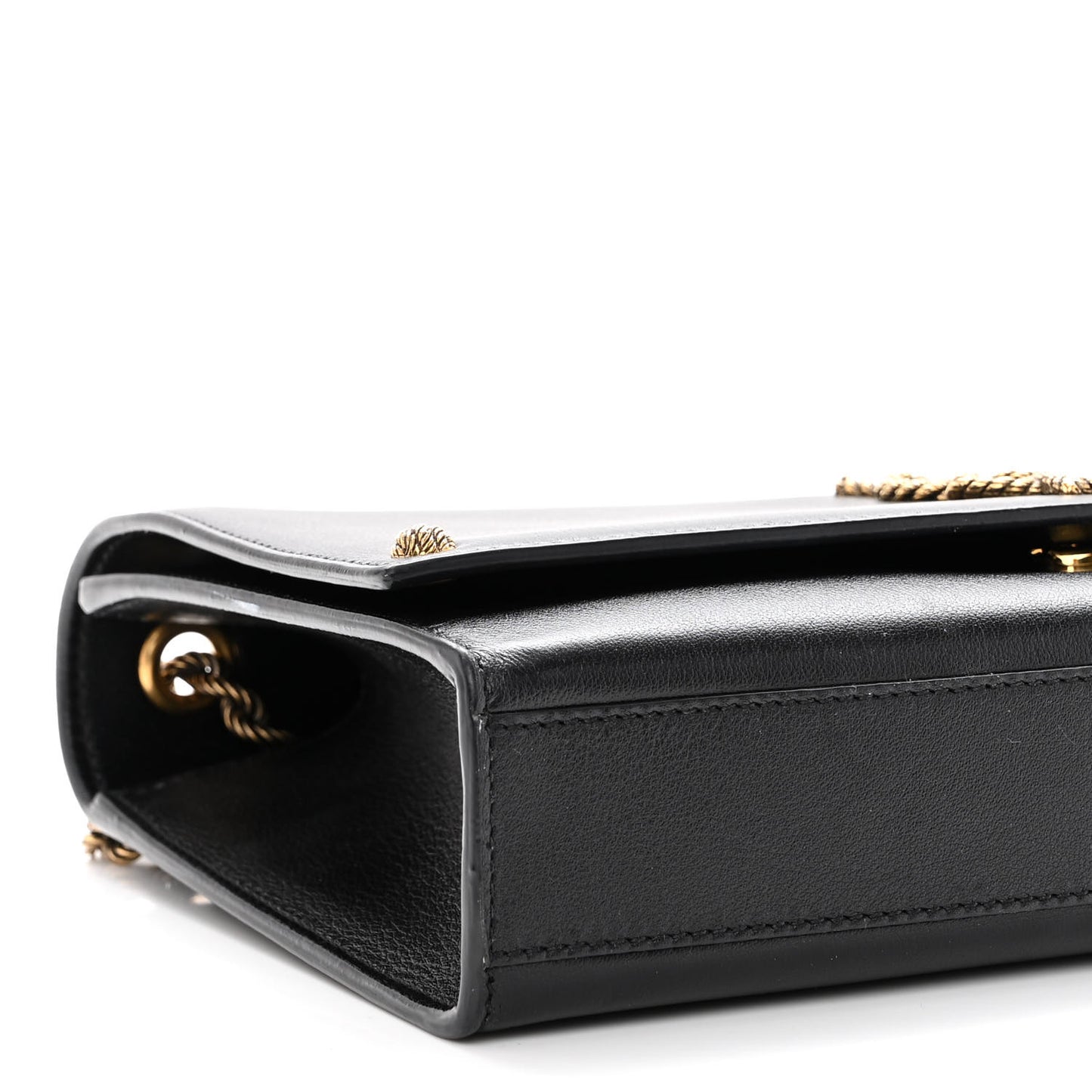 Smooth Calfskin Medium Braided Monogram Kate Satchel Black