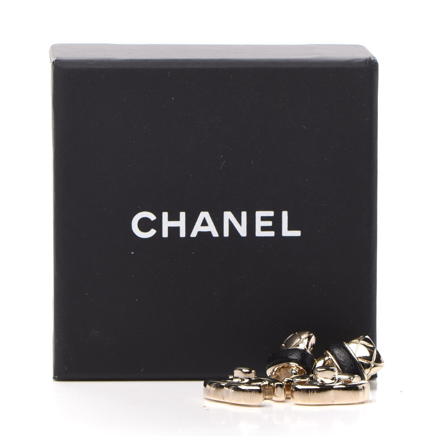 Lambskin CC Turnlock Drop Earrings Gold Black