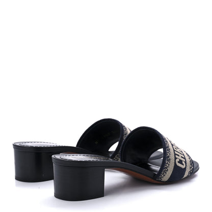 Christian Dior Cotton Embroidered Dway 40mm Slide Sandals 35.5 Deep Blue 4 of 8