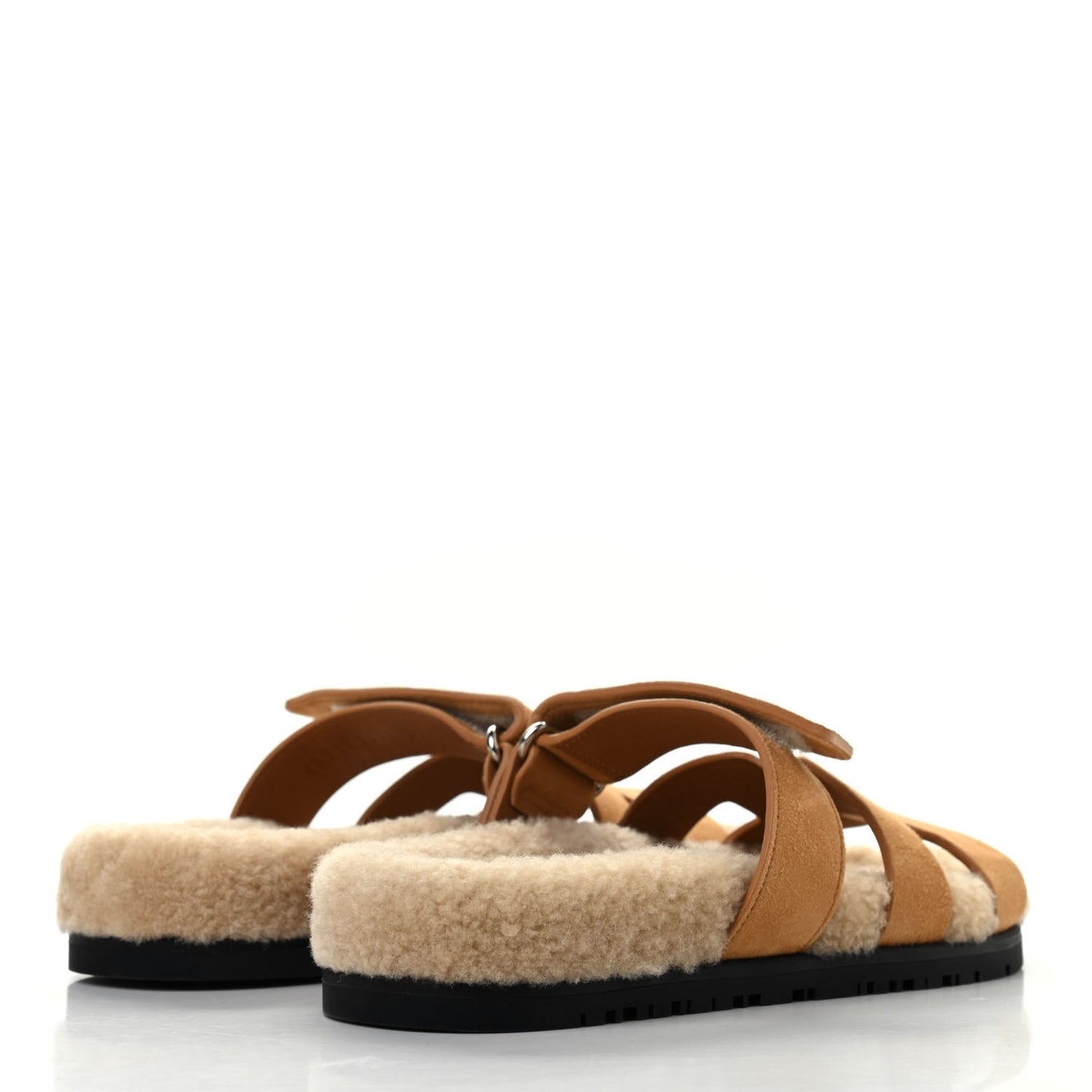 Suede Goatskin Woolskin Womens Chypre Sandals 37 Golden Beige