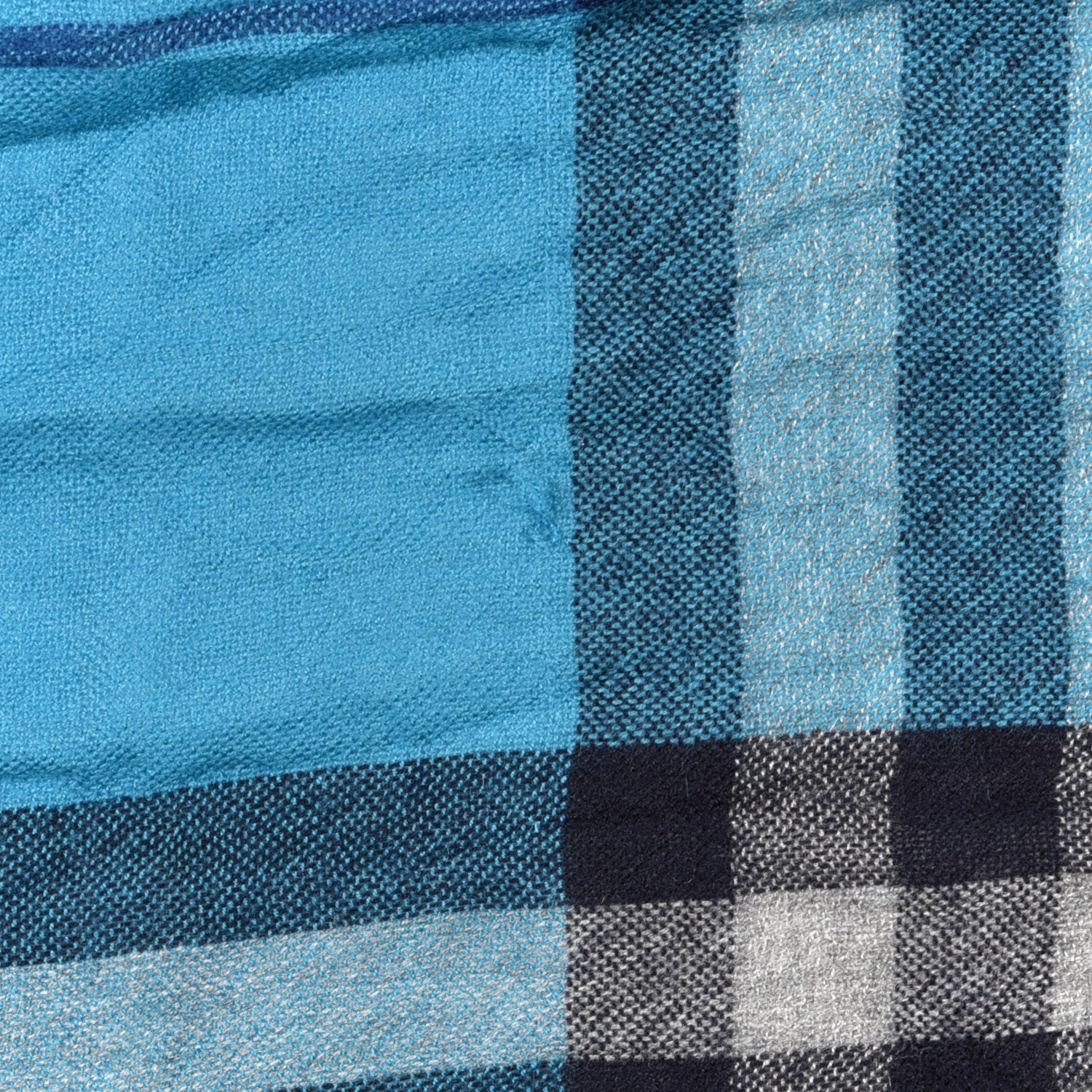 Burberry Wool Silk Check Fringe Scarf Blue 4 of 4