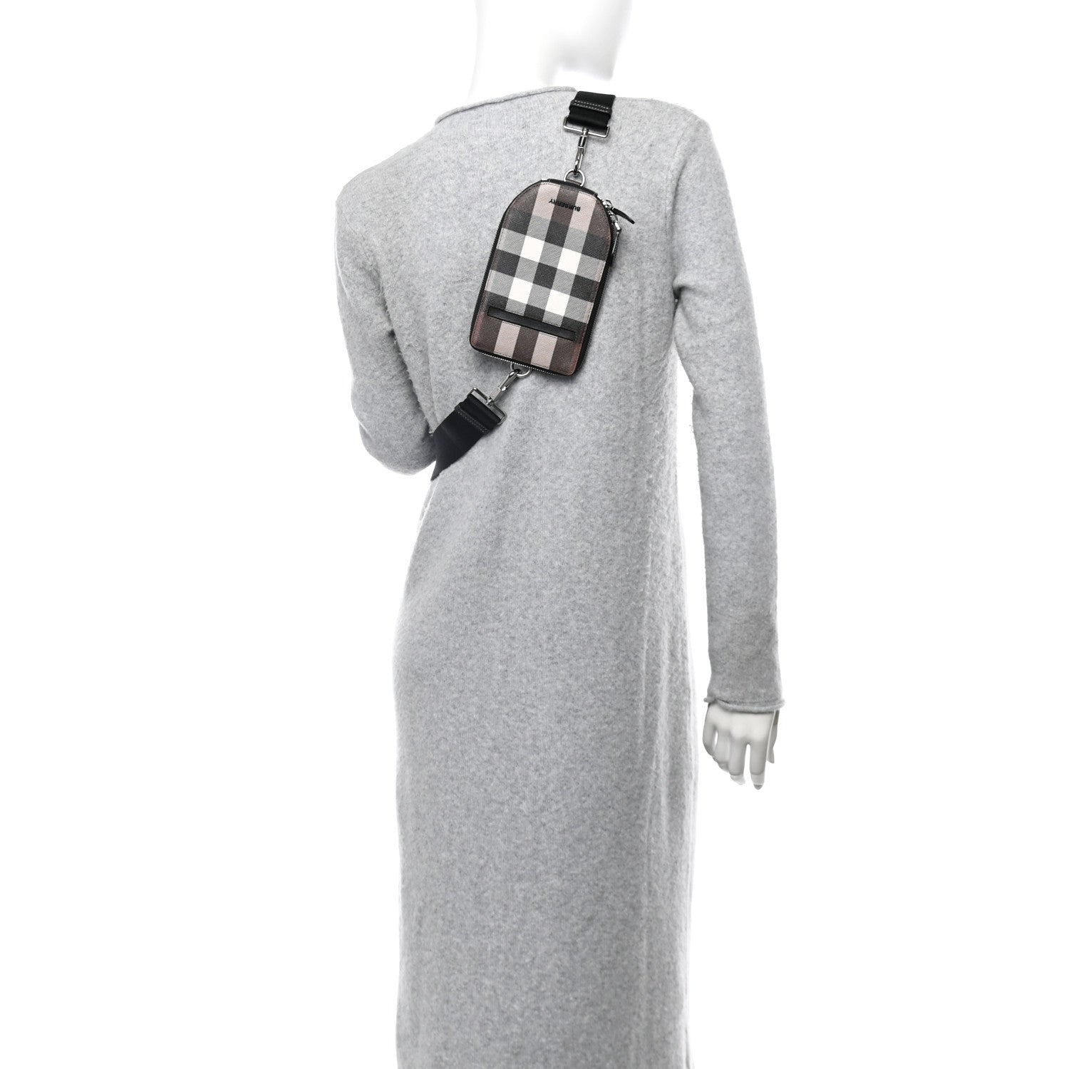 Burberry E-Canvas Check Phone Crossbody Bag Dark Birch Brown 2 of 10