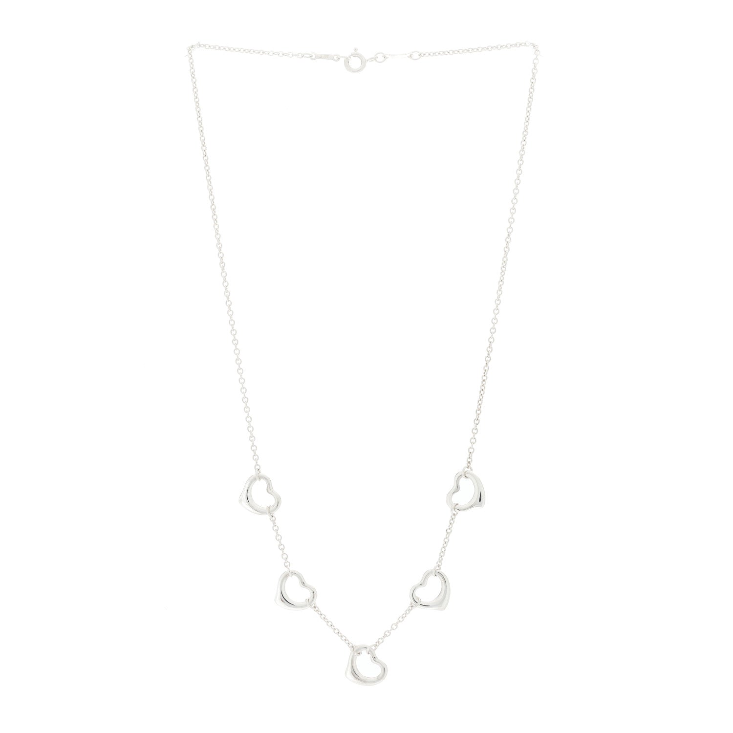 Tiffany Sterling Silver Elsa Peretti 5 Open Hearts Necklace 2 of 4