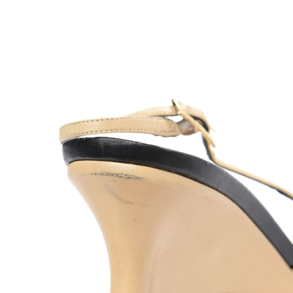 Chanel Lambskin Peep Toe Slingback Pumps 39.5 Beige 9 of 10