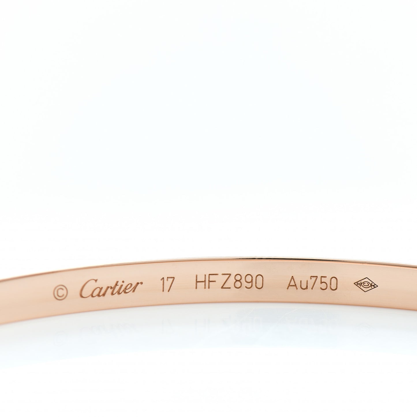 18K Pink Gold 6 Diamond Small LOVE Bracelet 17