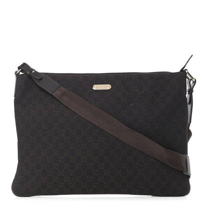 Gucci Denim Monogram Messenger Bag Dark Brown 1 of 11