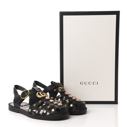 Gucci Rubber Crystal Womens Buckle Strap Sandals 36 Black 9 of 9