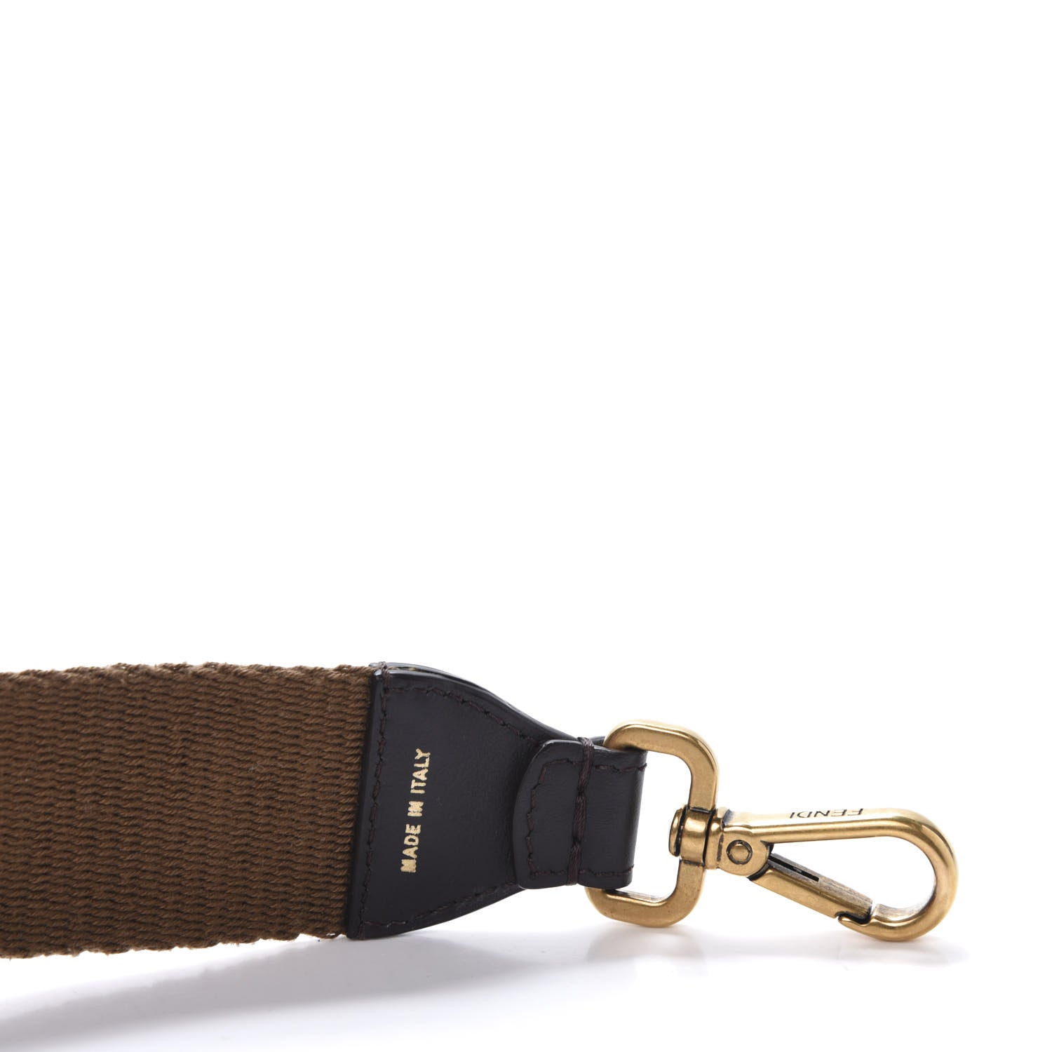Fendi Ribbon Vitello Century FF 1974 Flat Studded Strap You Fango Marrone Ebano 5 of 7