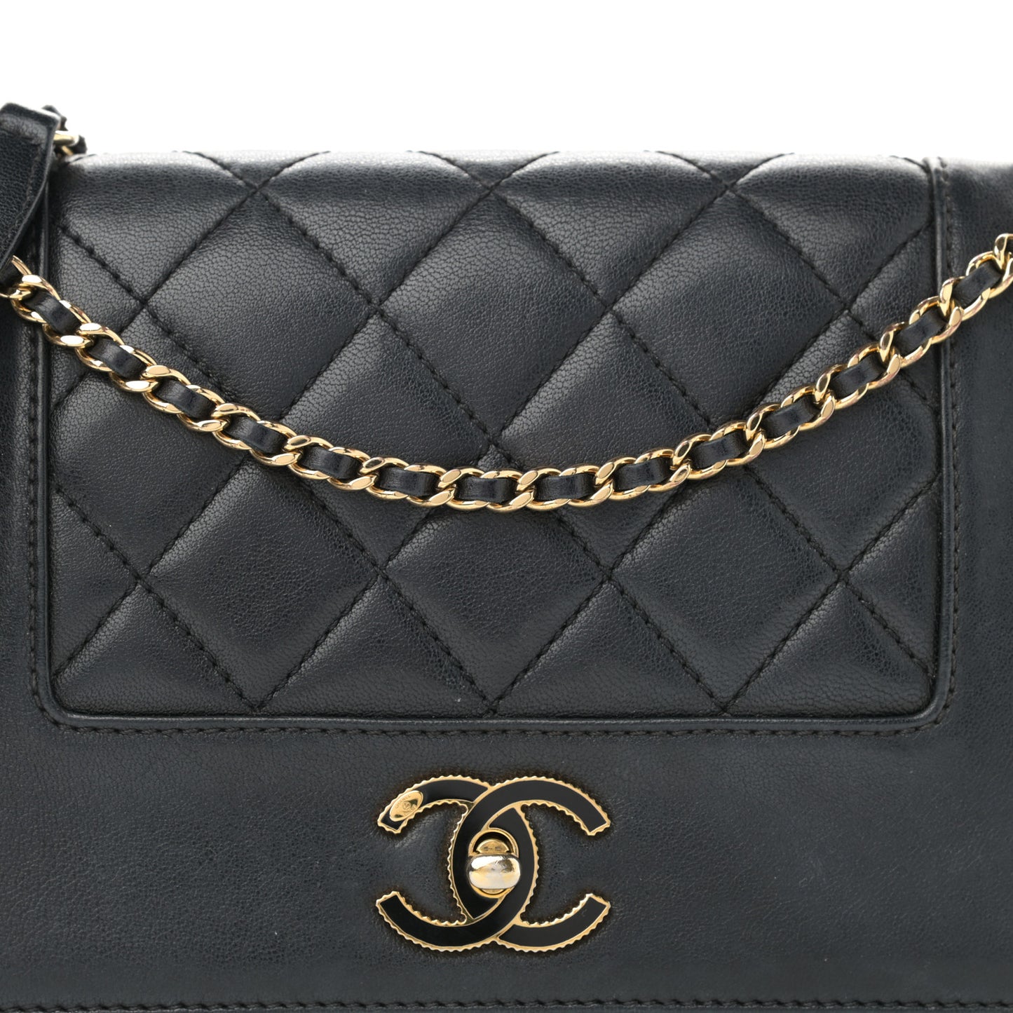 Sheepskin Quilted Medium Vintage Mademoiselle Flap Black