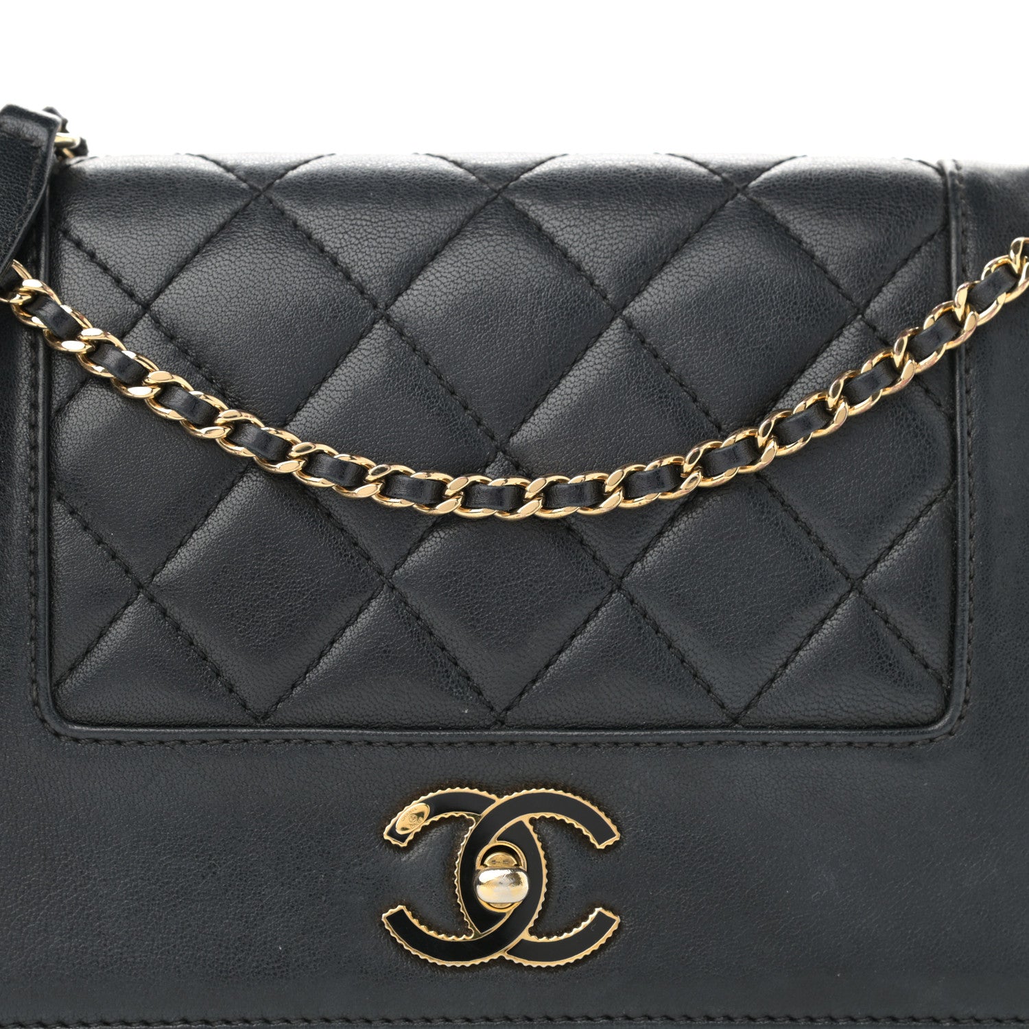Chanel Sheepskin Quilted Medium Vintage Mademoiselle Flap Black 7 of 11