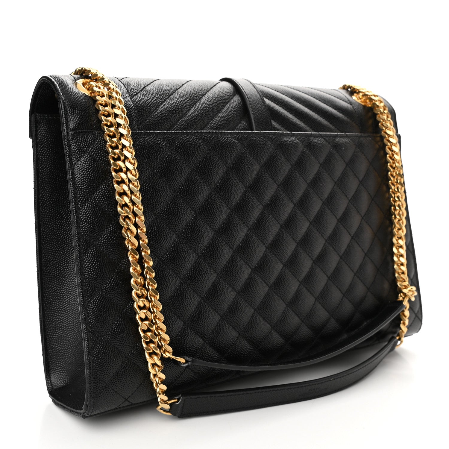 Saint Laurent Grain De Poudre Textured Mixed Matelasse Large Triquilt Monogram Satchel Black 3 of 9