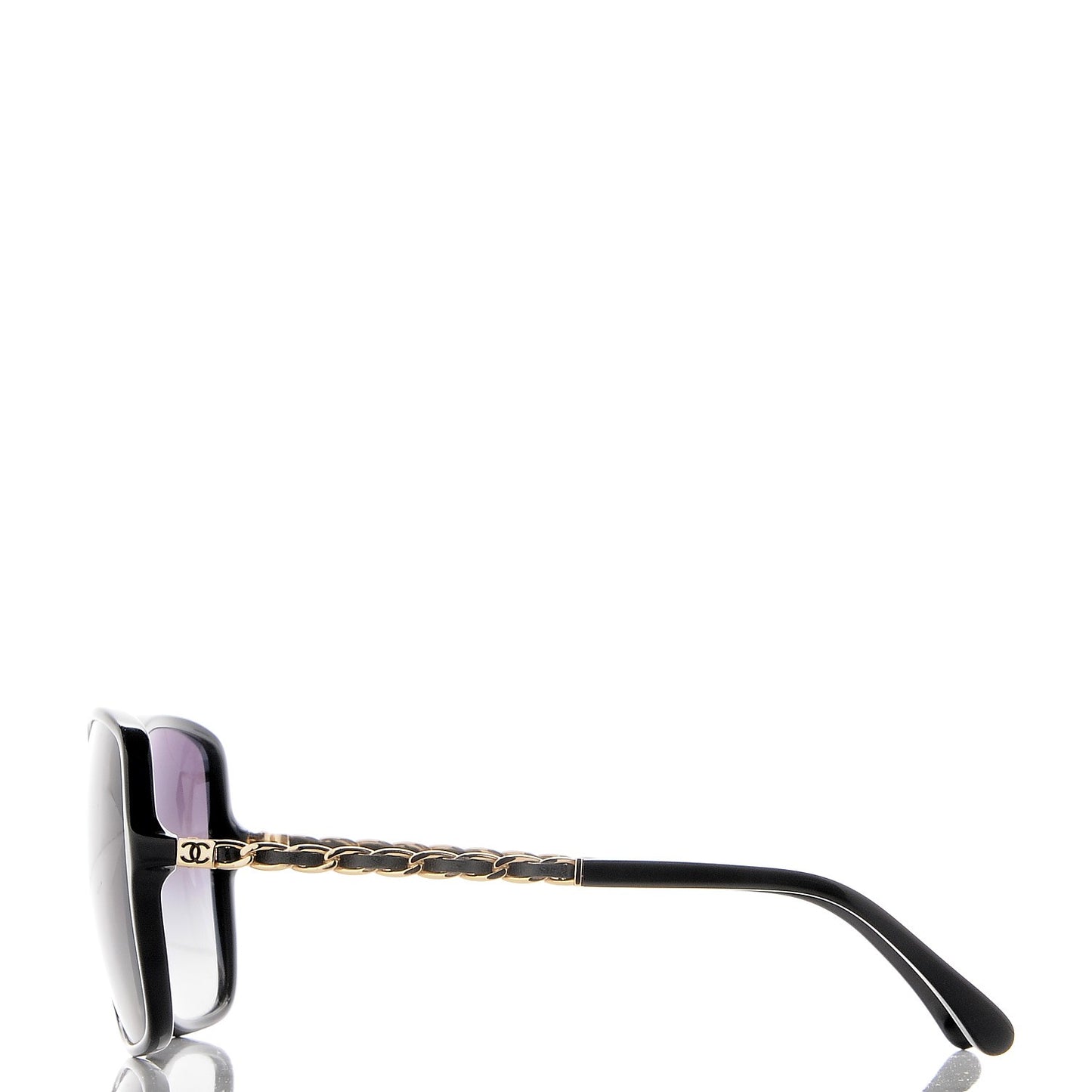 Lambskin Square Chain Sunglasses 5210-Q Black