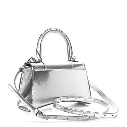 Balenciaga Metallic Textured Calfskin Hourglass Top Handle Bag XS Silver 3 of 10