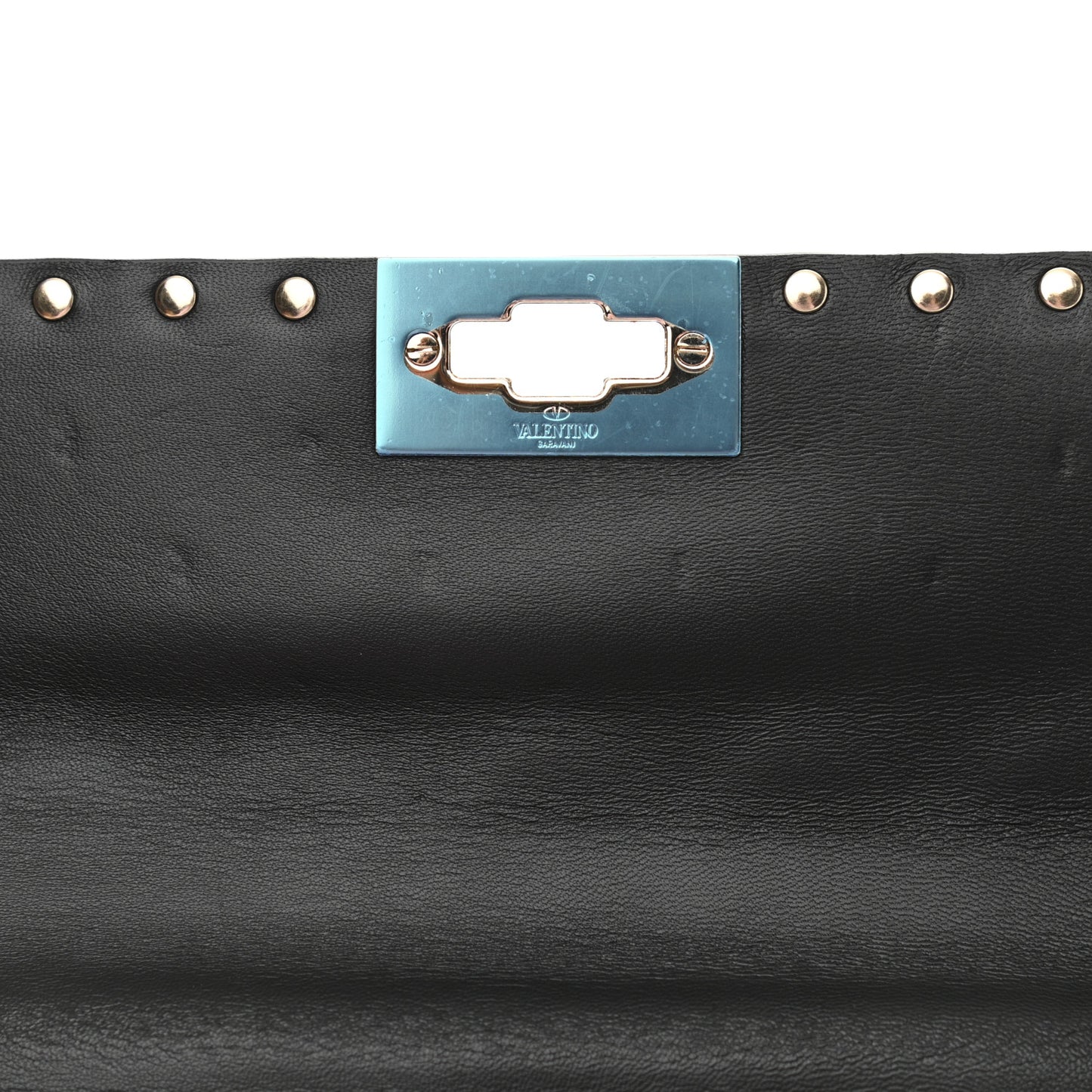 Lambskin VLTN Print Medium Rockstud Spike Shoulder Bag Black
