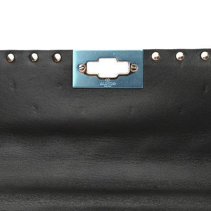 Valentino Garavani Lambskin VLTN Print Medium Rockstud Spike Shoulder Bag Black 10 of 10