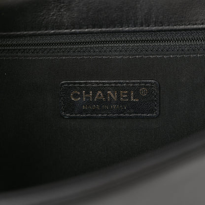 Chanel Lambskin Quilted Crest Embellished New Medium Boy Flap Black White Green 6 of 10