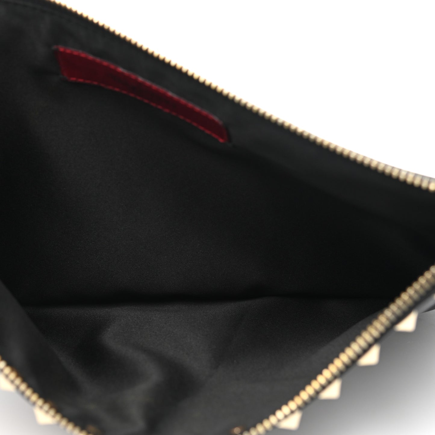 Vitello Large Rockstud Zip Pouch Black